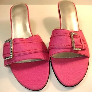 Rhinestone Pink Slide Sandal with Buckle